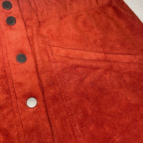 BCBG Maxazira Aiden Suede Mini Skirt Orange Pull-on XS Pockets - Picture 2 of 6